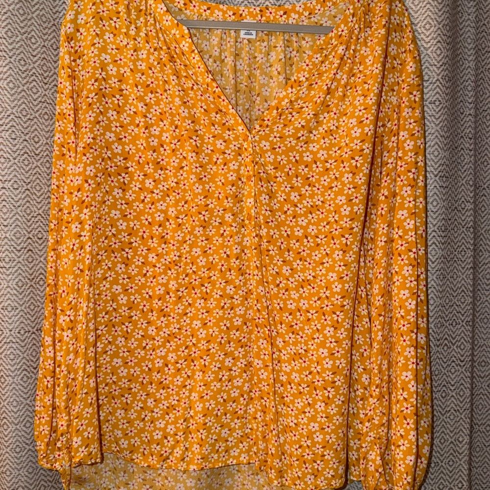 Old Navy Mustard Floral Blouse